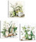 ZQQART Zen Wandbild 3er Set Aquarell Zen Stein Orchidee mit Handtüchern Bilder Spa Themen Badezimmer Wanddekoration gerahmt(Grün,30x30cmx3 Pieces)