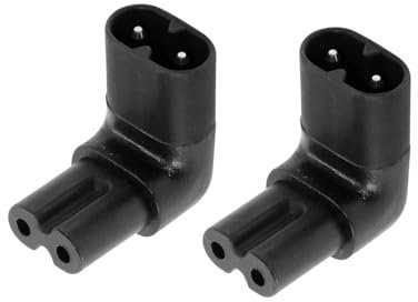 prometeo electronics Set 2 adattatore di alimentazione IEC320 ad angolo 90° C7 femmina a C8 maschio 250V 10A (2pz Curva angolare 90°)