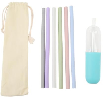 Set di cannucce in silicone apribili, riutilizzabili, lavabili, con scatola portaoggetti e borsa, per la casa