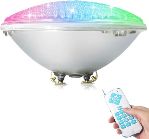 OFXHKYV Lampe LED de Piscine PAR56, Éclairage Multicolore RGB, Télécommande Sans Fil, Verre Étanche