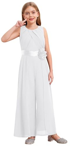 Freebily Tuta Bambina Elegante da Cerimonia Principessa Jumpsuit da Matrimonio Damigella d'Onore Partito Elegante Salopetta Lunga da Sposa Nozze Compleanno