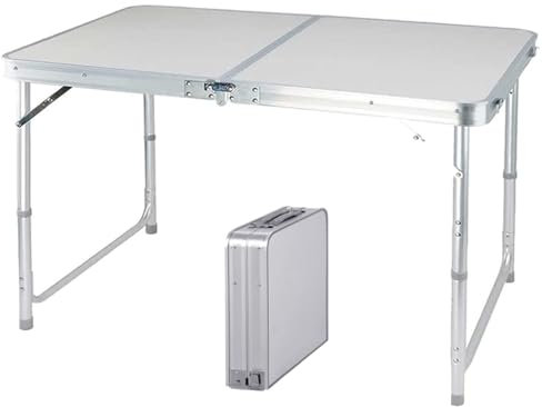 Lucn 4FT Folding Table Fold Up Picnic Tables Camping Garden Party Trestle Dinner Table 120x60cm - 3 Height 70/62/55cm