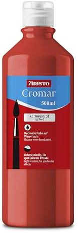 Aristo Acrylfarbe Cromar (Flüssigmalfarbe auf Wasserbasis, Inhalt: 500 ml) karmesinrot