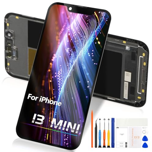Atwist TFT Bildschirm Ersatz für iPhone 13 Mini LCD Display für iPhone 13 Mini LCD Bildschirm Touchscreen für iPhone 13 Mini Glas Digitalisierer Montage mit Reparaturset A2628 (Schwarz)