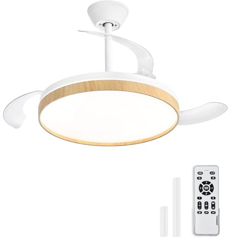 ZMISHIBO-Ventilador de Techo con Luz 106cm Ventilador sin Aspas CCT 3000K-65000K Función Verano-Invierno,Motor DC 30W+Luz LED 38W,6 Velocidades,Silencioso,Temporizador 2H/4H