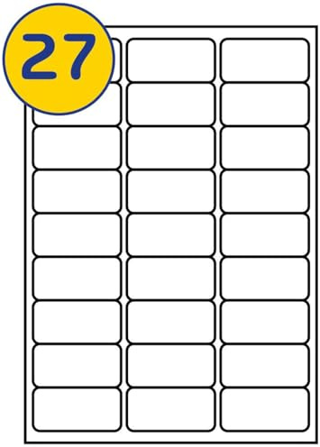 LABELS4U 500 Sheets A4, 27 Labels per Sheet, Size 63.5 x 29.6mm, Ideal for FBA Labels (13500 Labels)