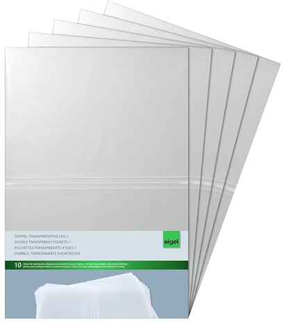 SIGEL Transparent 4-Page Inserts 45 x 30.70 cm - Pack of 5 | SM180, pack of 50, for 21 x 29.7 cm format, transparent plastic