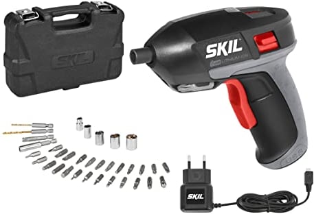 Skil 2636AD - Atornillador con cargador USB (batería 3,6 V, Li-ion, 1,5 Ah, 5 Nm, luz LED, juego de 35 accesorios, maletín)
