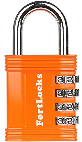 Vorhängeschloss mit Zahlencode | 4-stelliges Zahlenschloss aus Zinklegierung | Geeignet als Spindschloss und für den Außeneinsatz | Wetterfest, rostfrei, robust | 1 Stück, Orange