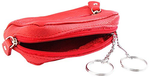Schlüsseletui Schlüsselmäppchen Schlüsseltasche Geldbeutel Schlüssel Anhänger Echtleder (Rot)