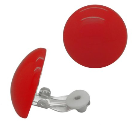 Soul-Cats 1 Paar Ohrclips Ohrringe Clips Plastik viele Farben Pastell, Farbe: rot