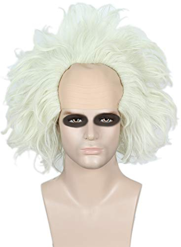 Linfairy Kurze kahle Perücke, Unisex, Halloween-Kostüm, für Erwachsene + Hellgrün