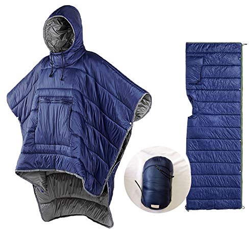 Schlafsack Umhang Winter Camping Poncho Tragbare Kapuze Decke Lazy Quilt Lounge Decke Warme Jacke für Männer Frauen
