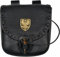 Mythrojan Leder Gürteltasche Mittelalter Echt Leder Tasche mit Rabe Dekoration Zubehör Pouch Wikinger Gürtel Münztasche Renaissance Tasche für Larp Fantasy Events, Ren Faire, Halloween - Schwarz