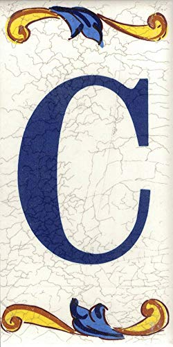 Numero civico esterno. Numeri civici esterni. Numero civico esterno moderno. Numero civico esterno ceramica. Nomi, indirizzi e segnaletica. Design “Craquelé” (Lettera C)