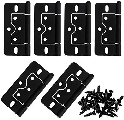 LC LICTOP 3 Inches Non-Mortise Door Hinges Black Butterfly Door Hinges 6pcs