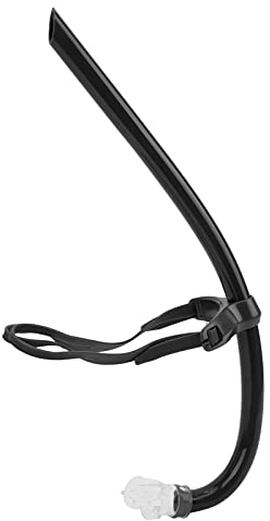 Deror Schwimmschnorchel, Frontmontierter Schnorchel mit Silikon, Mundstück Schwimmtraining Atemschutz(Schwarz)