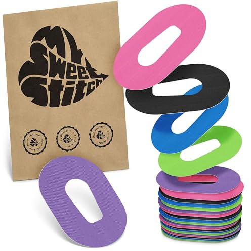 MySweetStitch 25 Ringpatches für Dexcom G6/ONE oval Rainbow | Stabilisiert ablösende Ränder, Mitte bleibt frei, wasserfest und flexibel, bis zu 15 Tage Halt