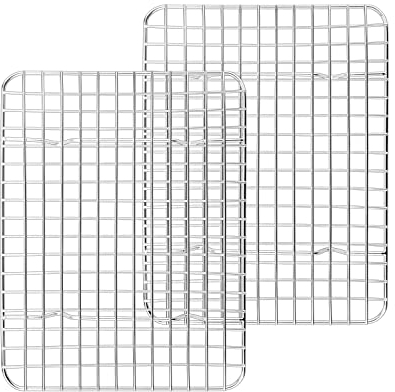 Joyfair Grill Rack Pack of 2, Stainless Steel Baking Cooling Racks for Cooking/Baking/Roasting/Grilling/Drying, Rectangle 24.7 x 19.1cm, Rust Free & Oven Safe & Dishwasher Safe