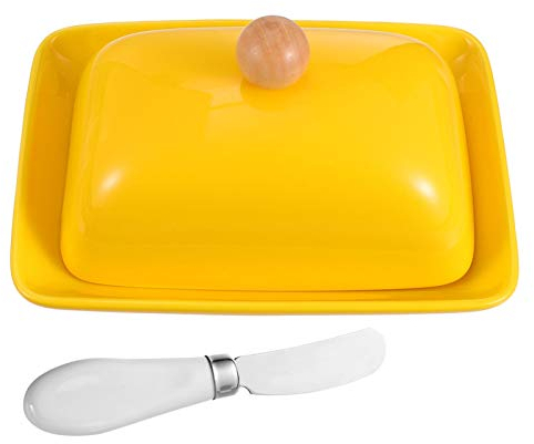 luckxuan Mantequera 1 Conjunto Plato de Mantequilla con Tapa Caja de Mantequilla de Mantequilla de Mantequilla con Cortador Mantequilla estándar Lavavajillas Safe (Blanco) Mantequillera
