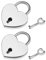 eMagTech 2pcs Mini Cadenas en Forme de Coeur avec 2pcs Clés Mignon Serrures en Métal pour Journal Intime Boîte à Bijoux Armoire à Tiroirs, Argenté