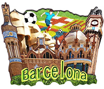 Imán de la ciudad de España Barcelona en 3D de madera, monumentos clásicos, imanes para nevera, artesanías, recuerdos de viaje, regalos, colecciones, decoraciones para el hogar y la cocina-2