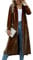 Yimoon Velvet Cardigan Jacket Open Front Lapel Collar Outerwear Sequin Duster Coat Velour Long Blazers for Women, Brown, L
