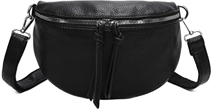 OBC Damen Tasche Gürteltasche Crossbody Hüfttasche Bauchtasche Umhängetasche Cross-Over Bodybag Schultertasche Handytasche Kosmetiktasche Kunst-Leder L300 Schwarz 24x15x5 cm