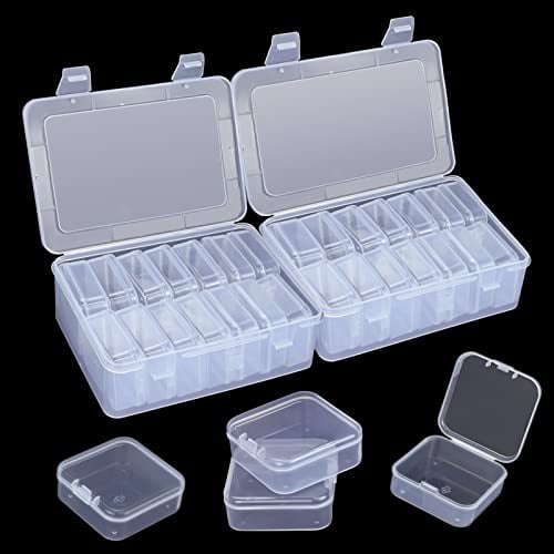 Joyseedi 30Pcs Small Plastic Bead Storage Boxes, Mini Beads Storage Box with Flip-up & Lids, Craft Storage Box with 2 Big Clear Containers for Collect Beads, Earplug, Ring, Button, Coins,Jewelry,Etc