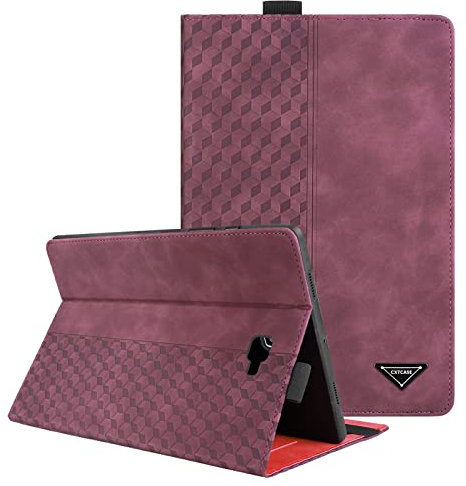 CXTCASE Case for Samsung Galaxy Tab A/A6 10.1 inch 2016,PU Leather Business Cover with Pencil Holder,Protective Case Tablet Shell for Samsung Galaxy Tab A6 10.1 inch 2016 (SM-T580/T585),Wine Red