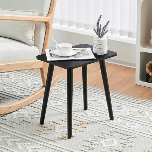 YOUDENOVA Table d'appoint en bois, petite table de salon, table de chevet, table à thé, table de canapé, pour salon, chambre à coucher, balcon, support pour fleurs, 40 x 30 x 43 cm, noire