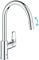 GROHE Start Flow QuickFix – Rubinetto miscelatore per lavello da cucina a 1 leva con funzione estraibile (beccuccio alto C, area girevole a 360°, cartuccia in ceramica da 28 mm, code da 1/2, alta