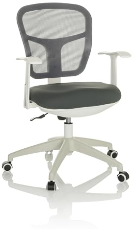 hjh OFFICE Bürostuhl TOP 108 W Stoff/Netzstoff Drehstuhl Arbeitsstuhl mit neigbarer Rückenlehne, gepolstert, Grau/Weiß, 729441