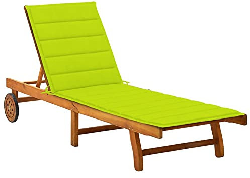 LAPOOH Sonnenliege mit Auflagen, Strandliege, Gartenliege, Liege, Balkonstuhl, Saunaliegen, Liegestuhl, Terrassenliege, Sonnenstuhl,Akazie Massivholz