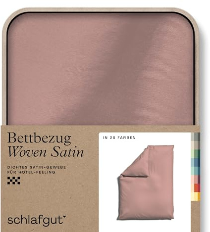 schlafgut Woven Satin Bettwäsche 155x220cm Bettdecke Bezug einzeln, Purple Mid Uni in Hotelqualität mit 100% Baumwolle