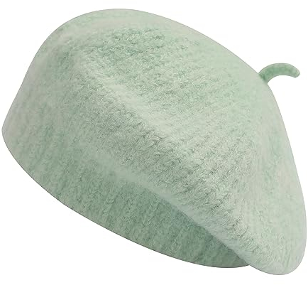 ZLYC Damen Kabel Stricken Baskenmützen Geflochtene Baggy Wolle Barett Winter Warmer Beanie(Einfarbig Mintgrün)