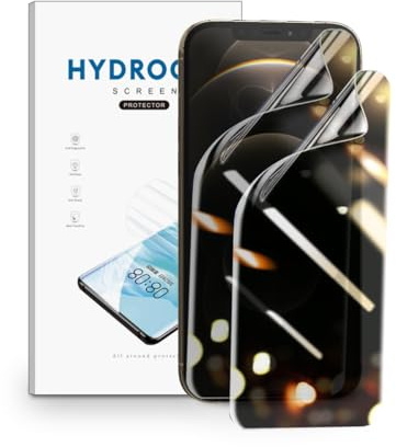 nvskvd Sichtschutzfolie für iPhone 12 Pro Max, 2 Stück | Privacy Displayschutzfolie Anti-Spy Hydrogel Sichtschutz Schutzfolie mit Face ID-Unterstützung, TPU Flex Folie