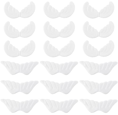 GORGECRAFT 24Stk 2 Stile Weißer Stoff Engelsflügel Stoff Geprägte Flügel Stoffaufkleber Weihnachtsschmuck Kostümapplikationen Aufnäher Für Bastelarbeiten Kleidung Haar-Accessoires Deko-Requisiten