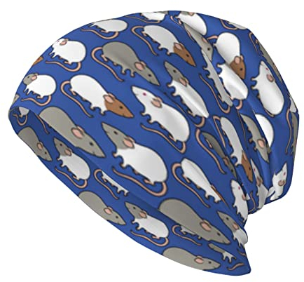 Grati Ratte Cartoon Unisex Herren Damen Beanie Mütze Warme Outdoor Mütze Skullies Beanies Chemo Hut Schwarz, Schwarz , One size