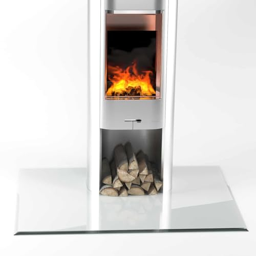 Glasplatte24 Funkenschutzplatte Rechteck für Kaminofen, Glasplatte mit 18mm Facette, Glasbodenplatte Hitzeschutz mit ESG Sicherheitsglas, 120 x 150 cm, Stärke 6mm
