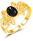 KINGWHYTE Schwarzer Onyx Ring 925 Sterling Silber Gold Siegel Ringe für Frauen Offene Keltische Statement Ringe Onyx Schmuck für Frauen Mädchen Damen