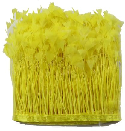 Yurosiay 10m Feder Fransenborte 10-15cm Breite Federn Fransen Trim Avec Satinband Flauschige Feder Fransenband Feder Streifen zum Nähen Federborte Meterware für DIY Basteln Kleidung Gelb