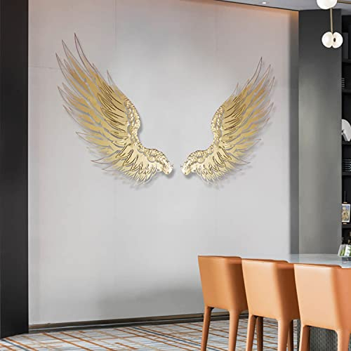 ASUDEN Moderne Wandskulptur 70er Jahre Engelsflügel Wandkunst, Metall Engelsflügel Wanddekoration, goldene Wandbehang Kunstskulptur, Flügel Statue Ornament