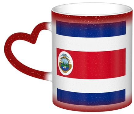 VAGILO Tasse mit Costa-Rica-Flagge, farbwechselnd, wärmeempfindlich, thermisch reagierend, magischer Becher aus Keramik und Porzellan, langlebige Qualität, stimmungsreflektierende magische Tasse