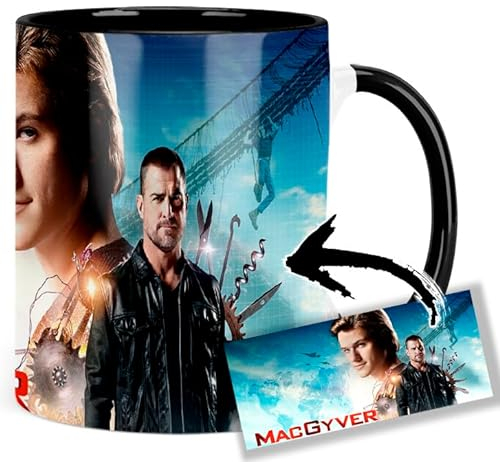 MacGyver Lucas Till George Eads Tasse Innen & Henkel Schwarz Keramikbecher Mug
