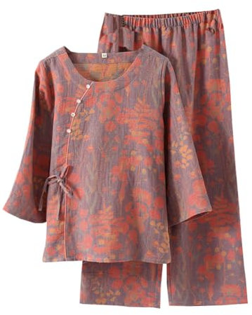 OWLONLINE Ensemble Pyjama tissé Jacquard pour Femmes, Kimono Japonais Hanfu, Costume Taille XL-W16