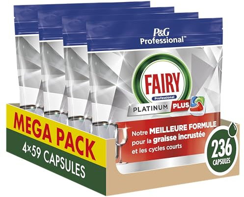 Fairy Professional Platinium Capsules, 236 Capsules (4x59 Capsules), Notre meilleure formule sur la graisse incrustée