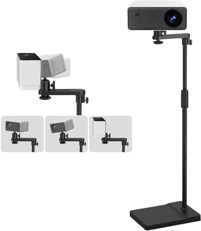 CISSIYOG Support videoprojecteur, support projecteur, réglable en hauteur, pied videoprojecteur pivotant à 360°, support videoprojecteur sur pied, tige de support en métal épais, base en métal stable