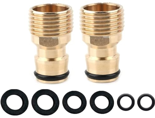 2 Pcs Brass Hose Tap Connector, 1/2 Male Brass Hose Connector, 1/2 BSP Male Threaded Faucet Adapter for Garden Hose Pipe, Garden Spray Guns and Kitchen Sink Tap