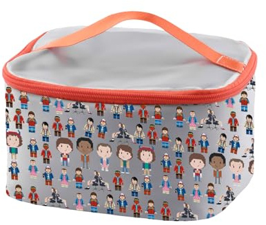 PXTIDY Kosmetiktasche Stranger Film, Horror-TV-Show, Liebhaber, Geschenk, elf Eier-Waffeln, Make-up-Aufbewahrungs-Organizer, grau, 23,9x17,3x11,9 cm, Kosmetiktasche